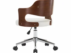 New Silla oficina giratoria madera curvada cuero sintético ES31354 Blanco