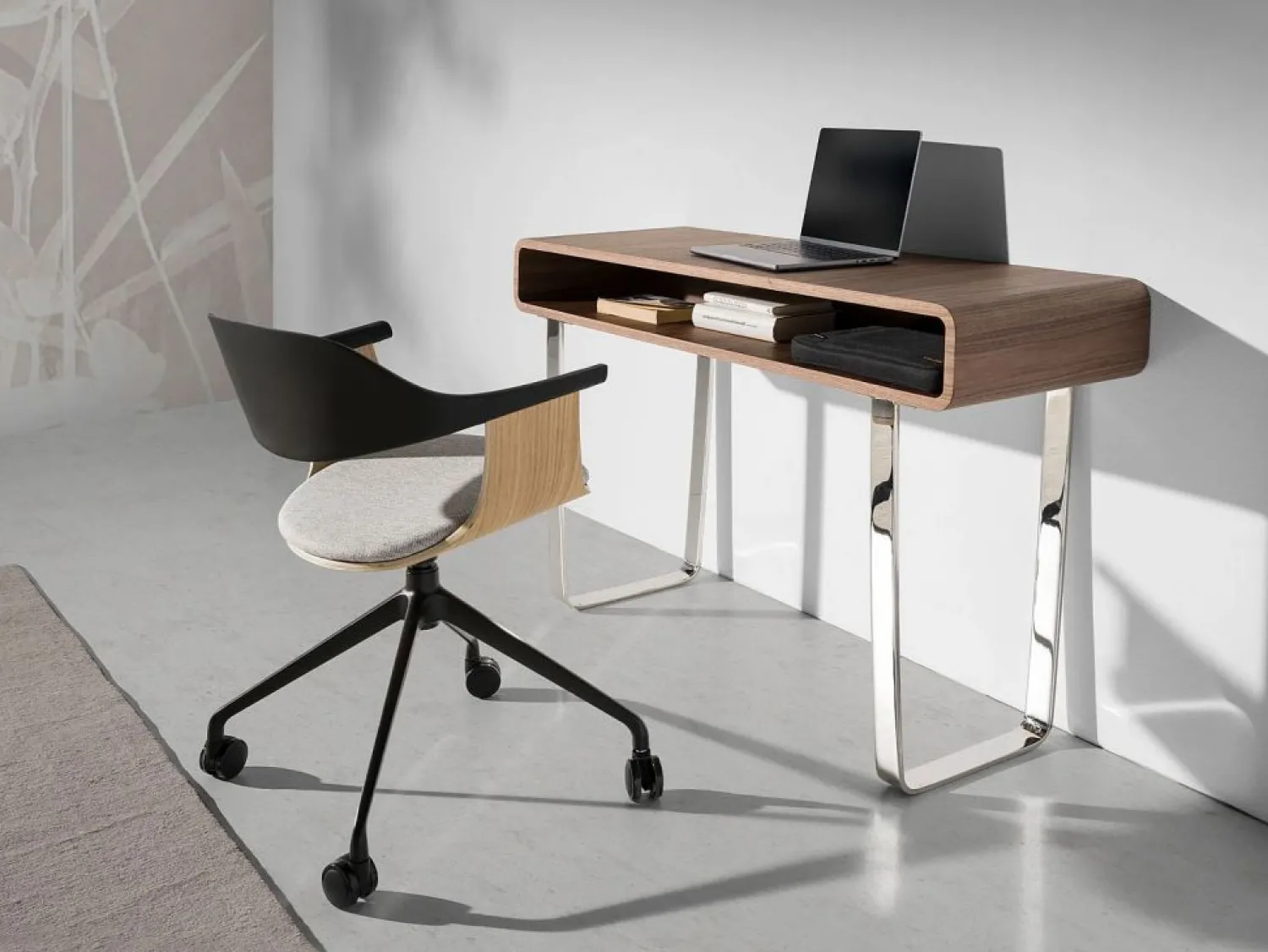 Clearance Silla oficina giratoria tela claro y pvc negro 4130 Silla De Escritorio