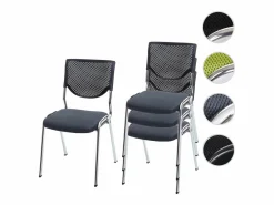 Clearance Silla para visitas H401 Apilable (juego de 4), asiento gris oscuro, patas cromadas Silla Conferencia