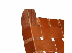 Best Silla plegable con rayas cruzadas cuero auténtico marrón Sillón De Piel