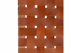 Best Silla plegable con rayas cruzadas cuero auténtico marrón Sillón De Piel