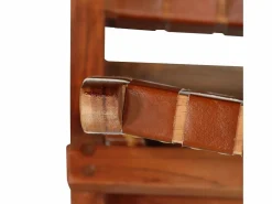 Best Silla plegable con rayas cruzadas cuero auténtico marrón Sillón De Piel