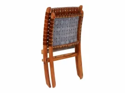 Best Silla plegable con rayas cruzadas cuero auténtico marrón Sillón De Piel