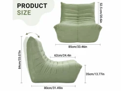 Clearance DripeX Silla Strazy in Green Caterpillar - Asiento profundo de 62 cm - 80x85x84cm Verde