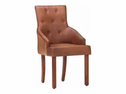 Clicnbuy Sillas de comedor 4 unidades cuero auténtico de cabra marrón