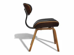 Discount Clicnbuy Sillas de comedor 2 unidades madera curvada y cuero sintético Negro