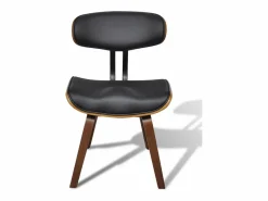 Discount Clicnbuy Sillas de comedor 2 unidades madera curvada y cuero sintético Negro