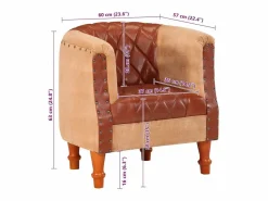 Discount Sillón | Silla de cuero auténtico y madera maciza de mango marrón SHL6869 Marru00f3n