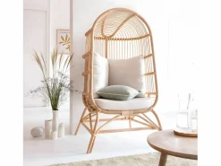 Sale Sillón alto de ratán Malia con almacenamiento integrado Sillón De Mimbre