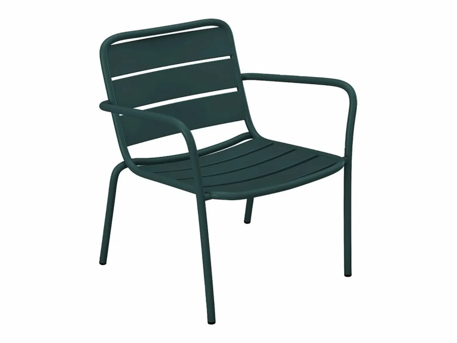 New Sillón bajo apilable de jardín + reposapiés - metal - Verde abeto - MIRMANDE de Salones De Jardín