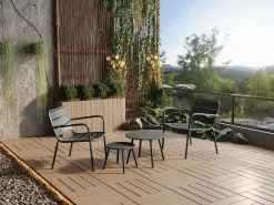 Outlet MYLIA Sillón bajo de jardín apilable de metal - - MIRMANDE Gris antracita