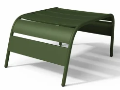 MYLIA Sillón bajo de jardín apilable de metal + un reposapiés - - MIRMANDE