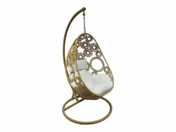 Hot Sillón balancín MAKAHA resina trenzada beige cojín blanco Sillón Colgante