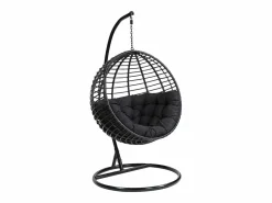 Outlet MYLIA Sillón balancín resina trenzada tipo ratán - BONTOC Negro