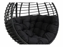 Outlet MYLIA Sillón balancín resina trenzada tipo ratán - BONTOC Negro