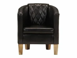 Hot vidaxl Sillón butaca de cuero auténtico Negro