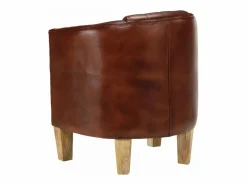 Sillón butaca de cuero auténtico marrón Sillón Estilo Cabriolet|Sillón De Piel