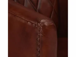 Sillón butaca de cuero auténtico marrón Sillón Estilo Cabriolet|Sillón De Piel