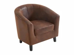 Outlet Vente-unique Sillón cabriolet de microfibra envejecida marrón CRISTOBAL II Marru00f3n