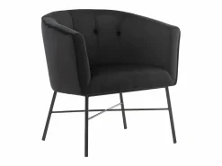 Outlet Vente-unique Sillón cabriolet de terciopelo capitoné FAKART Negro