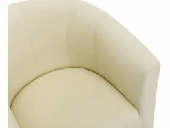New Vente-unique Sillón cabriolet y puf de imitación estilo clásico atemporal JOVANA Beige