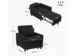 Sale Sillón cama 3 en 1 con función reclinable, tela, (84x74x81 cm) Sillón Cama