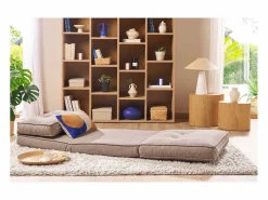 Online Sillón cama de 1 plaza de tela color topo SALLY Sillón Cama