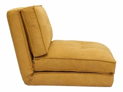 Miliboo Sillón cama de 1 plaza de tejido efecto aterciopelado mostaza SALLY