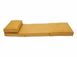 Miliboo Sillón cama de 1 plaza de tejido efecto aterciopelado mostaza SALLY