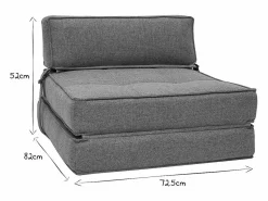 Clearance Miliboo Sillón cama de 1 plaza de tela KATY Gris