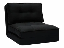 Miliboo Sillón cama de 1 plaza de tela negra SALLY