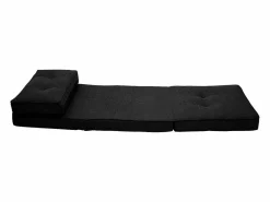 Miliboo Sillón cama de 1 plaza de tela negra SALLY