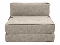 Clearance Miliboo Sillón cama de 1 plaza de tela color KATY Topo