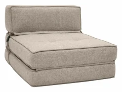Clearance Miliboo Sillón cama de 1 plaza de tela color KATY Topo