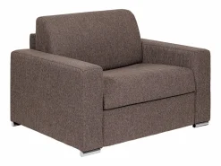 Vente-unique Sillón cama de apertura rápida de tela marrón. Cama de 70 cm. Colchón de 14 cm. CALITO