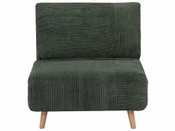 Discount Vente-unique Sillón cama de terciopelo de canalé verde oscuro PALULA Verde pino