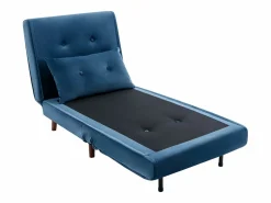 Vente-unique Sillón cama de terciopelo azul noche de estilo joven URIBIA.