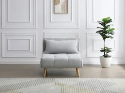 Online Sillón cama en tela y patas de madera CHILA Sillón Escandinavo|Sillón Cama