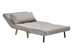 New Vente-unique Sillón cama en tela y patas de madera CHILA Topo