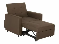 Le roi du relax Sillón cama individual con reposabrazos de diseño moderno Brooke - Marrón