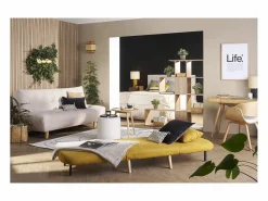 Clearance Sillón cama nórdico de tela mostaza AMIKO Sillón Cama