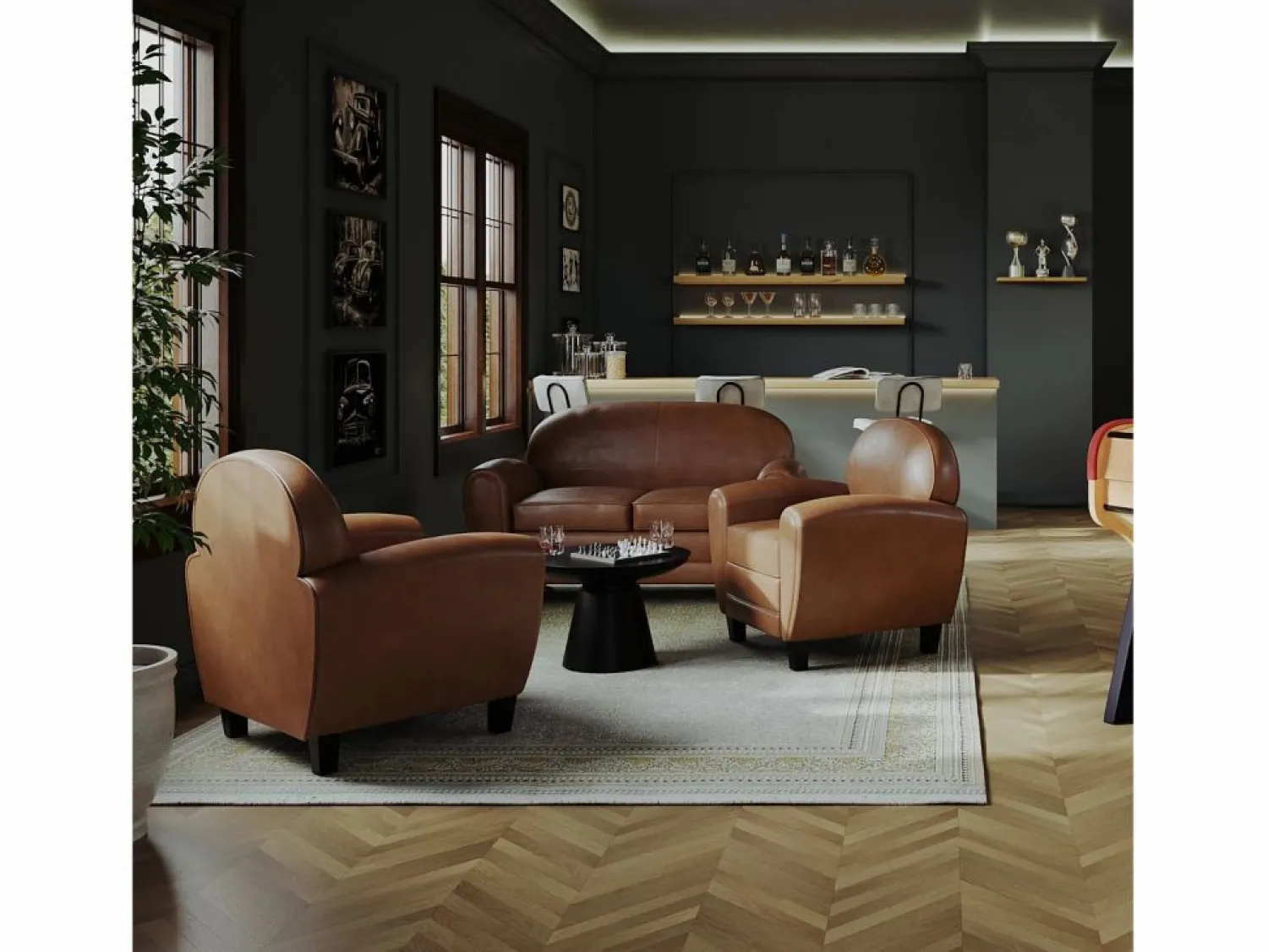 Rendez-Vous Déco Sillón de cuero recubierto - Club