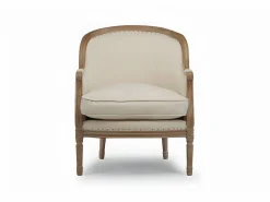 New Sillón clásico de tela de lino en color beige ALIENOR Sillón