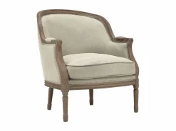 New Sillón clásico de tela de lino en color beige ALIENOR Sillón