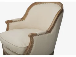 New Sillón clásico de tela de lino en color beige ALIENOR Sillón