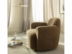 Discount Sillón club en tela bouclé marrón Calya Sillón Club