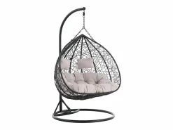 Clearance Vente-unique Sillón colgante 2 plazas de resina trenzada - con cojines grises - CAYAMBE de MYLIA Negro