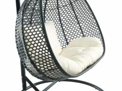 Sillón colgante 2 plazas resina trenzada gris - VAHINA Sillón Colgante