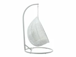 Hot Sillón colgante de 2 plazas de ratán trenzado y cojín beige - VAHINA de Sillón Colgante