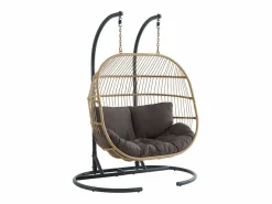 Outlet Sillón colgante de 2 plazas de ratán natural claro y gris - LISSANDRA de Sillón Colgante
